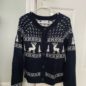 Old Navy Dark Blue and White Knit Cardigan
